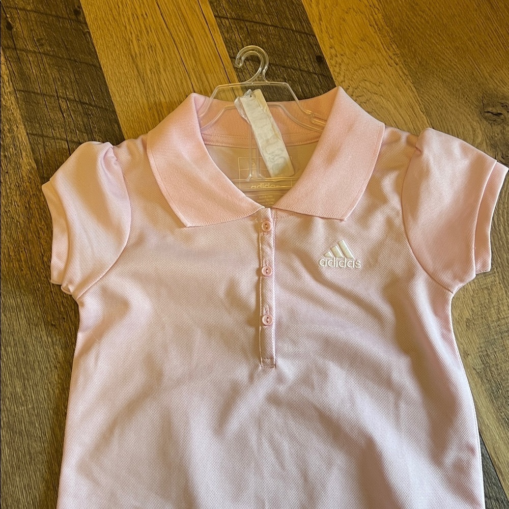 Adidas Light Pink Kids Polo Dress with Ruffles Childs 5 never worn! - Picture 3 of 3